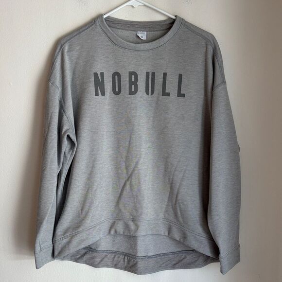 NOBULL Women’s Charcoal Crewneck Sweater soft cozy lounge size large GUC read! - Picture 1 of 8
